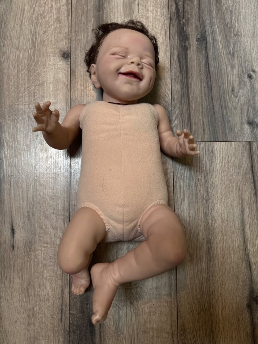 Unmarked Realistic Baby Doll With Cloth Body & Vinyl Limbs - Pre-Owned